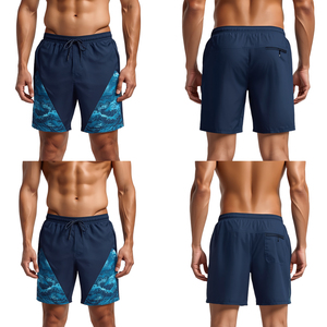 Modern <b>Men's</b> Deep Sea Current Swim Shorts Featuring Premium Quick Dry Fabric with Geometric Beach Performance Styling - Product Image 2