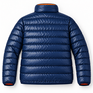 OEM Lightweight Quilted Bomber Jacket Autumn Reflective Sheen Outerwear Full Zip Stand Collar Contrast Lining Custom Patch Front - Product Image 3