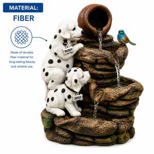 Fuente de agua artesanal de fibra gruesa para perros, cachorros dámilantes, cascada decorativa de resina para jardín exterior con diseño de animal - Product Image 4