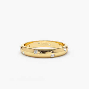 Anillo de mujer chapado en oro de 14k con moissanita de 3MM, engaste abovedado pulido, anillos cruzados micro pavé para mujer, joyería nupcial de aniversario - Product Image 3
