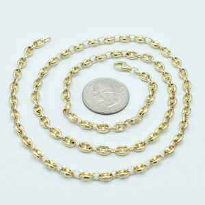 Collar de cadena Figaro chapado en oro, aleación de zinc, estilo clásico, para unisex, joyería de moda, cadena para uso diario. - Product Image 1