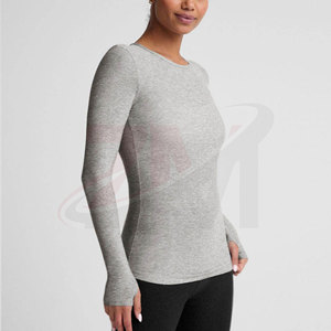Camiseta de compresión personalizada OEM para mujer, de secado rápido, ropa deportiva para entrenamiento en el gimnasio y actividades físicas. - Product Image 3