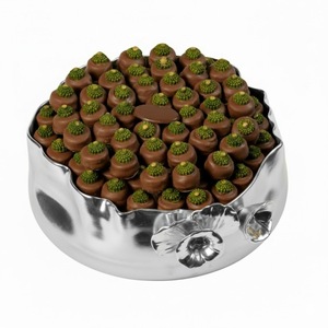 Bol de service élégant en argent plaqué avec pied, bord festonné, plat à bonbons décoratif en métal, bol à chocolat de haute qualité pour la décoration intérieure - Product Image 3