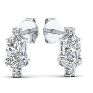 REYES Factory Outlet Price Oval Cut 0.91 Carat Lab Grown Diamond <b>Stud</b> <b>Earrings</b> For Women Sparkle 925 <b>Sterling</b> <b>Silver</b> Jewelry - Product Image 5