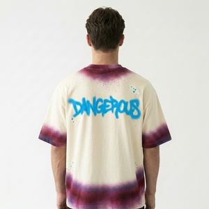 Premium Men's Airbrush <b>Spray</b> Dye T-Shirt Custom Graffiti Font Print Heavyweight Cotton Tee Blanks Wholesale - Product Image 4