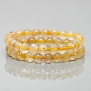 Natural Golden Rutile Quartz 8mm Round Gemstone Beads for Jewelry Making <b>Bracelet</b> Necklace DIY Craft Supplies - Product Image 4