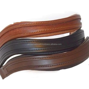 Nouvelle sangle de tête de cheval en cuir, design personnalisé, bleu et or, ornée de cristaux et de strass, chaîne métallique, forme incurvée, pour bride, toutes tailles. - Product Image 6