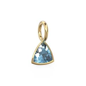 London Blue Topaz 5mm 14k Yellow <b>Solid</b> <b>Gold</b> Charm <b>Pendant</b> Bezel Jewelry Finding / November Birthstone / Trillion Cut Blue - Product Image 3