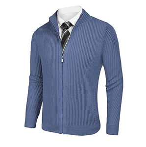 Men's Ribbed Wool Acrylic Cardigan Full Zip <b>Turtleneck</b> Regular Sleeve Solid Color Anti-Pilling Knit <b>Sweater</b> Winter Wear - Product Image 4