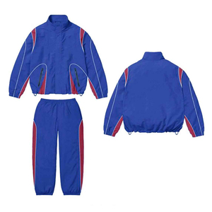 ชุดวอร์มวินเทจสั่งทำพร้อมโลโก้ขายส่ง แบบ 2 ชิ้น สำหรับผู้ชายและผู้หญิง สีเขียวแบบคัลเลอร์บล็อก เสื้อแจ็คเก็ตกันลม ชุดออกกำลังกาย ผู้ผลิตชุดกีฬา - Product Image 5