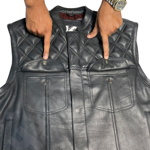 Chaleco de Motociclista de Cuero Personalizado para Hombre, Sin Mangas, con Bolsillos Delanteros Acolchados, Resistente al Viento, para Todas las Estaciones, con Logotipo Personalizado - Product Image 5