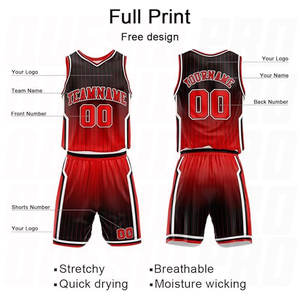 Conjuntos de Uniformes de Baloncesto Personalizados en Rojo Degradado, Poliéster Transpirable, Logotipo Impreso, Último Modelo de Uniforme de Baloncesto para Equipos - Product Image 4
