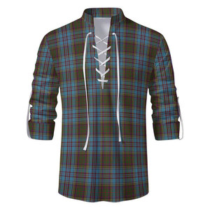 Chemise Ghillie Traditionnelle Écossaise Personnalisée pour Homme, Motif Tartan Jacobite avec Lacets en Cuir pour Tenue de Kilt - Product Image 3