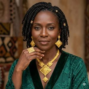 Naykk Creations - Juego de Collar de 4 Piezas de Latón y Cobre Chapado en Oro de 24K, Joyería para Mujer, Diseño Elegante Hecho a Mano, Regalo de Boda - Product Image 2