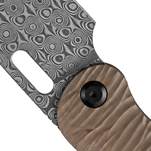 Navajas Plegables Marrón, Gris, Negro y Plateadas con Mango Texturizado Acanalado, Hoja Decorativa Circular y Clip de Bolsillo para Uso General - Product Image 4