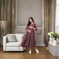 Nouvel arrivage de vêtements d'allaitement Grossesse Vêtements d'été d'allaitement Vêtements Robe de maternité en coton Robe à fermeture éclair une ligne Confortable