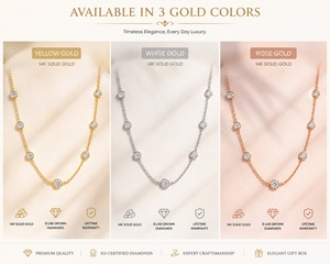 Collier en or massif 14 carats avec diamants de laboratoire, best-seller, bijoux de luxe pour femmes, cadeau de mariage, disponible au meilleur prix du marché - Product Image 5
