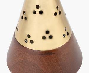 Quemador de incienso árabe Bakhoor, cono metálico Mabkhara, quemador de incienso Oud, base de madera, soporte tradicional árabe para incienso - Product Image 3