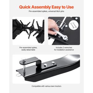 48-Inch Universal Hitch Tow Lawn Plug Aerator with Iron Spikes Manual for Gardens Lawns <b>Farms</b> Model D0100X32WF6 - Product Image 5