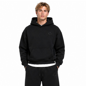 Hoodies amples vierges, broderie ton sur ton personnalisée, en molleton de coton de luxe, ensembles de survêtements à épaules tombantes, joggers à jambes larges, vente en gros, faible MOQ - Product Image 2
