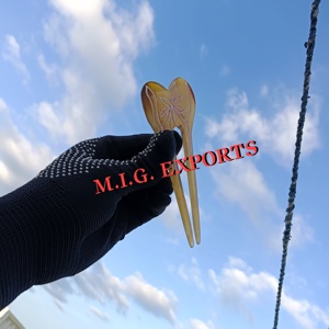 Épingle à cheveux en corne de buffle naturelle, couleur brun clair, écologique, faite à la main, art populaire moderne, DIY, durable, décoration intérieure - Product Image 6