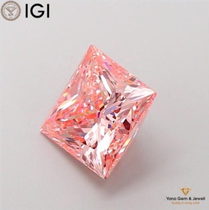 Diamant de laboratoire CVD, clarté VS1, couleur rose vif fantaisie, taille princesse, 2,00 carats, certifié IGI pour la perfection des bijoux - Product Image 3