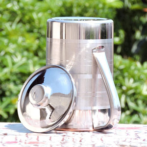 Stainless Steel Copper Lined Water <b>Jug</b> Pitcher with Lid Double Layer Ayurvedic <b>Drinking</b> Pot Hotel Restaurant Drinkware - Product Image 5