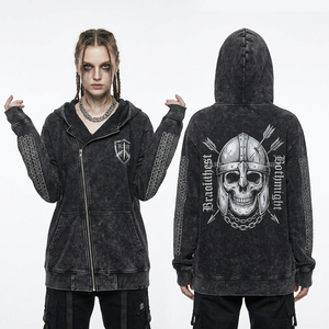 Sweat à capuche rayé Dirty Carnival pour femme, motif clown d'horreur, streetwear vieilli, imprimé Joker maléfique, rouge et blanc vintage - Product Image 6