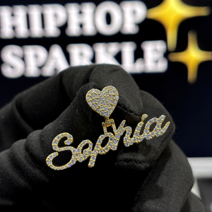 Custom Sophia <b>Name</b> Pendant Heart Bail 925 Sterling <b>Silver</b> VVS Moissanite Gold Plated Hip Hop Unisex <b>Necklace</b> Charm - Product Image 1