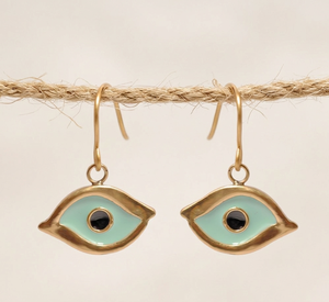 Pendientes Colgantes Hechos a Mano Estilo Bohemia con Ojo de Turquesa y Esmalte de Latón, Joyería Talismán del Éxito Resistente al Deslustre para Mujer, Regalo - Product Image 6