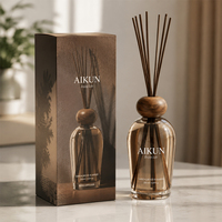 Diffuseur de parfum d'ambiance AIKUN de luxe à bâtonnets en bois, flacon en verre fumé rechargeable, ensemble de parfum d'intérieur, marque privée, longue durée, vente en gros