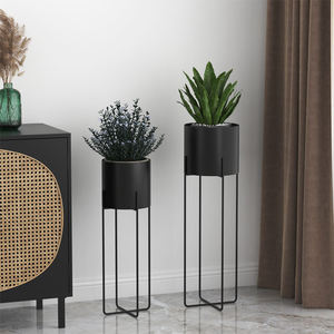 Pot de fleurs moderne en métal, pot à fleurs en fer pour plantes d'intérieur et d'extérieur, jardin, balcon, patio, pot décoratif, décoration de la maison - Product Image 6