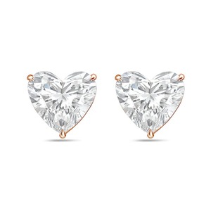 Roy Diamond 1 CT Lab Grown Heart Diamond <b>Studs</b> 18K Gold Rhodium Plated Luxury Modern Geometric - Product Image 2