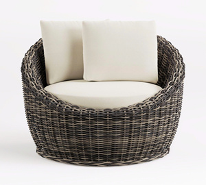Black Rattan <b>Lounge</b> <b>Chair</b> With Cushions Elegant Woven Accent <b>Chair</b> Modern Boho Indoor Outdoor Seating Furniture OEM ODM - Product Image 1