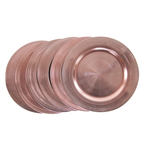 Modern design Rose gold charger plate metal charger plate <b>brushed</b> finish <b>round</b> charger plate offer customization options - Product Image 5