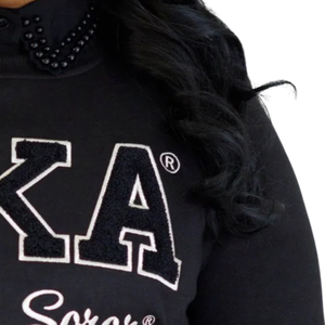 Black <b>Silver</b> Soror Chenille Sweatshirt for Women Long Sleeve Crew Neck Fleece Casual Pullover Embroidered Fashion Apparel <b>Top</b> - Product Image 6