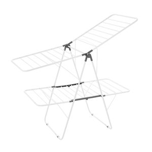 Stendibiancheria a 2 livelli pieghevole in metallo regolabile in altezza con 31 aste e clip per calzini - Product Image 5