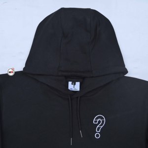 Sudadera con capucha negra para hombre, de algodón, informal, con bolsillo frontal y estampado de signo de interrogación, para otoño, corte regular, la más vendida. - Product Image 3