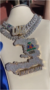 CONCEPTION Colgante de Moissanita con Inicial Chapado en Oro de 14k y Plata 925 para Hombre, Estilo Hip Hop, Fino, Unisex, Clásico, con Mapa de Islandia, para Fiestas - Product Image 1