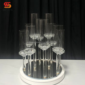 SMOOTH Vente en gros d'usine, chandelier à 6 bras en métal argenté, court, centre de table, mariage - Product Image 1