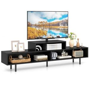63\" Rustic Brown/Black/White <b>TV</b> <b>Stand</b> with 3 Compartments Engineered Wood+Metal for 70\" <b>TVs</b> - Product Image 5