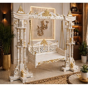 Columpio Grande de Madera Estilo Real Maharaja para el Hogar Indio, Jhula Premium de 3 Plazas, Oonjal Melbourne - Product Image 1