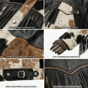 Fabricante Mayorista de Chaquetas de Cuero Auténtico de Piel de Vaca Personalizadas, Proveedor de Abrigos de Piel con Flecos Estilo Western para Hombre - Product Image 6