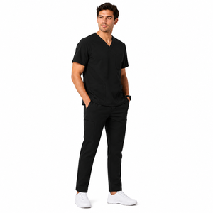 Uniformes Médicos de Primera Calidad para Hombre, 100% Algodón, Color Negro, con Logotipo Personalizado, Marca Privada, Ropa de Trabajo para Personal de Salud, Uniformes de Hospital - Product Image 1