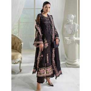 Colección Formal: Vestido de Gasa Bordado – Traje de Fiesta Pakistaní de 3 Piezas para Mujer - Product Image 1