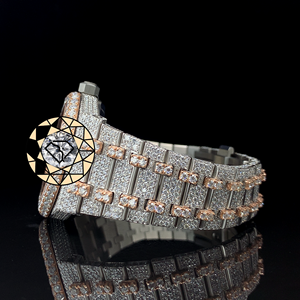 Montre Hip Hop US Iced Out pour Homme, Style Cadran Rond Bicolore Entièrement Sertie de Diamants - Product Image 4