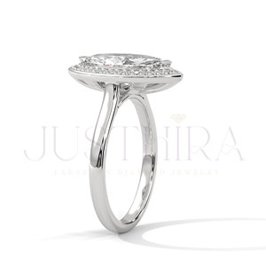 Marquise Cut Moissanite Diamond Ring 2.70 TC Vintage Halo 14k White Gold Cathedral Band Pave Bridge Engagement Ring <b>Gift</b> For Her - Product Image 5