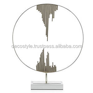 Escultura de disco de Metal plateado - Product Image 3