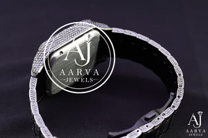 Reloj de Cuarzo con Esfera Cuadrada, Correa de Acero Inoxidable con Moissanita, Números Romanos, Analógico, de Lujo y Moda - Product Image 4