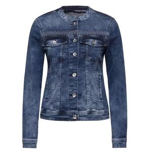 Stonewashed Denim <b>Jacket</b> <b>Women</b> Casual Button <b>Fly</b> Solid Color Cotton Fabric Spring Wear Regular Fit - Product Image 6
